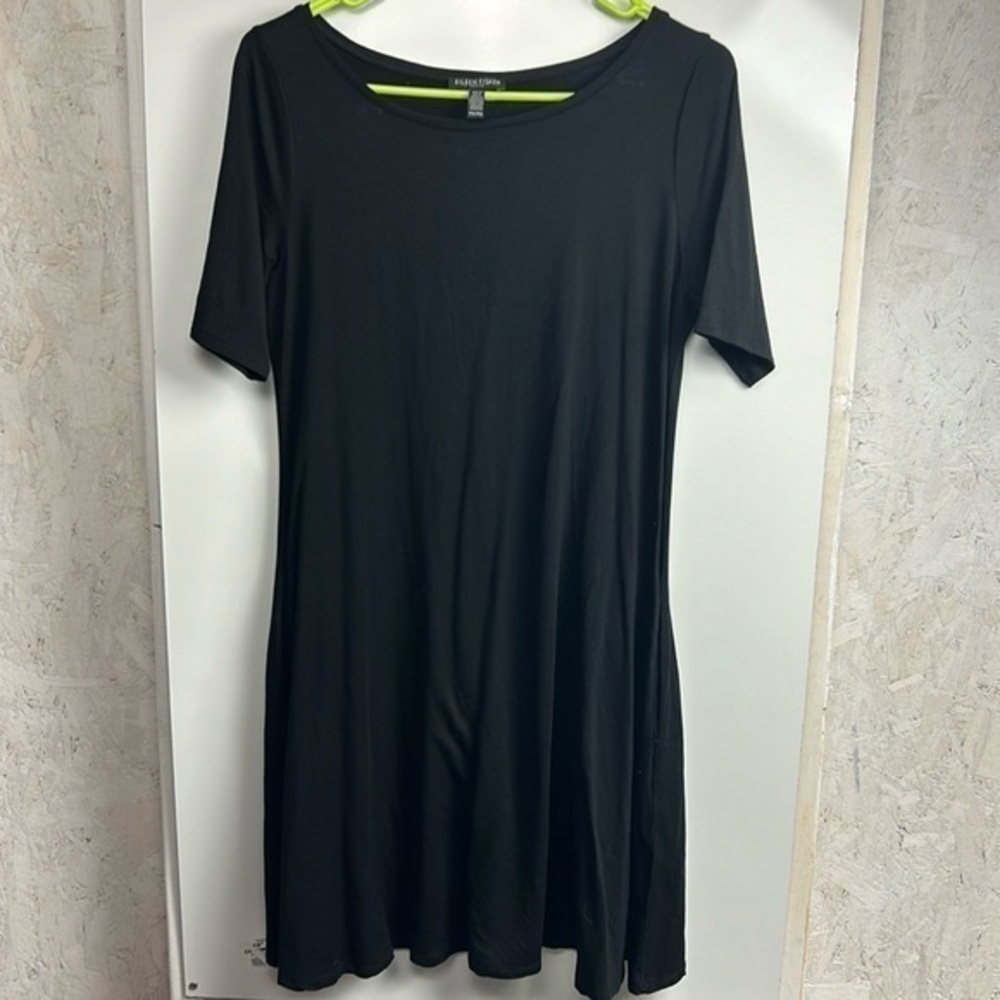 Eileen Fisher black short sleeve dress